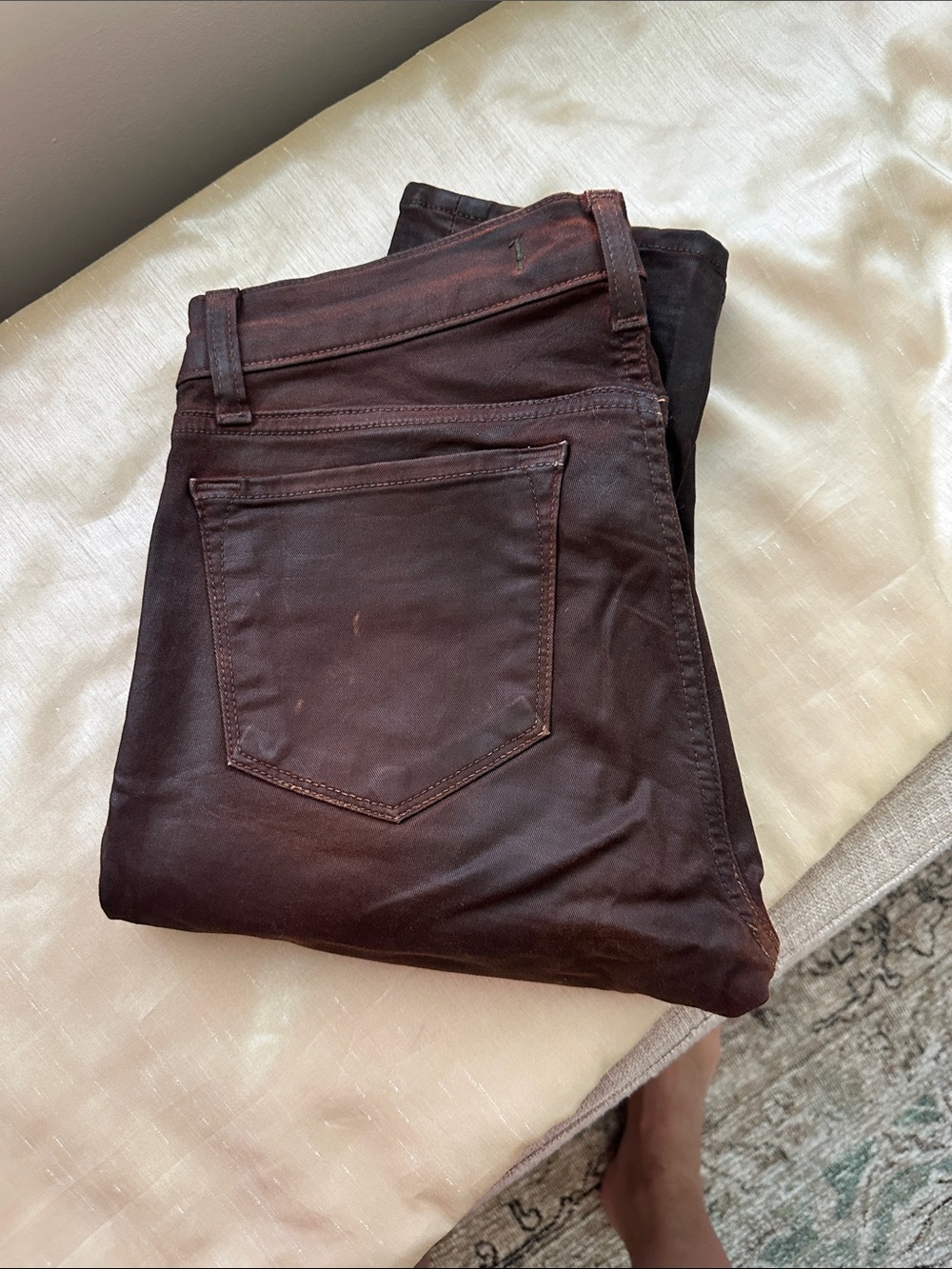 Women's J Brand Waxed Clay Brown Pencil-Leg Jeans